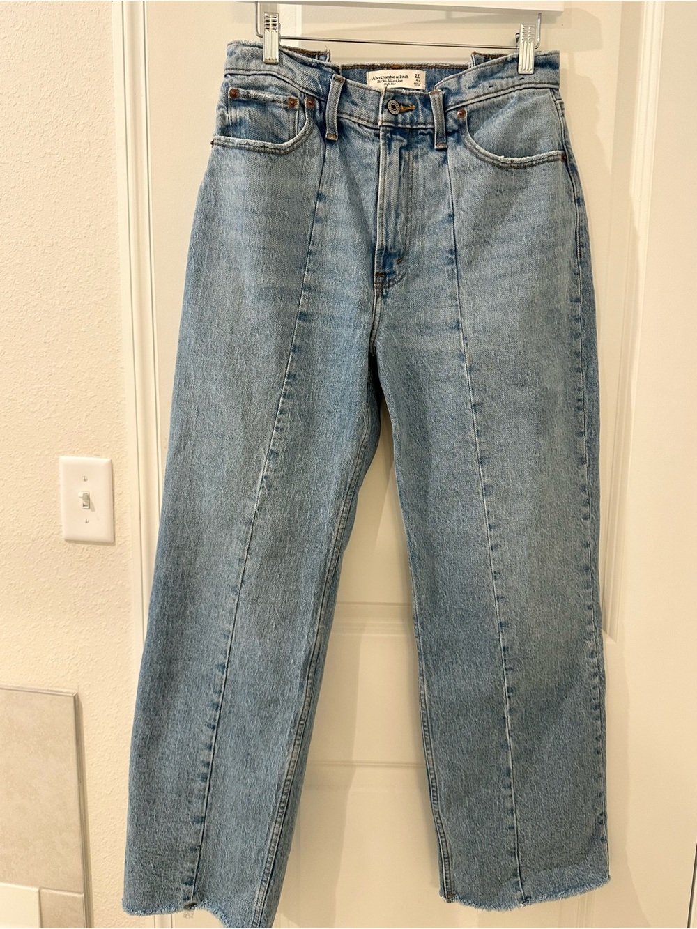 Abercrombie & Fitch High-Rise Light Blue Straight Jeans